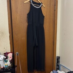 Enfocus Studio Black Jumpsuit with Beaded Neckline